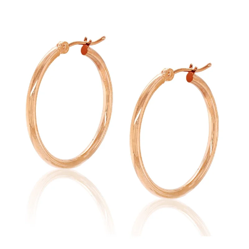 ROSE GOLD POLISHED HOOP EARRINGS, 20MM