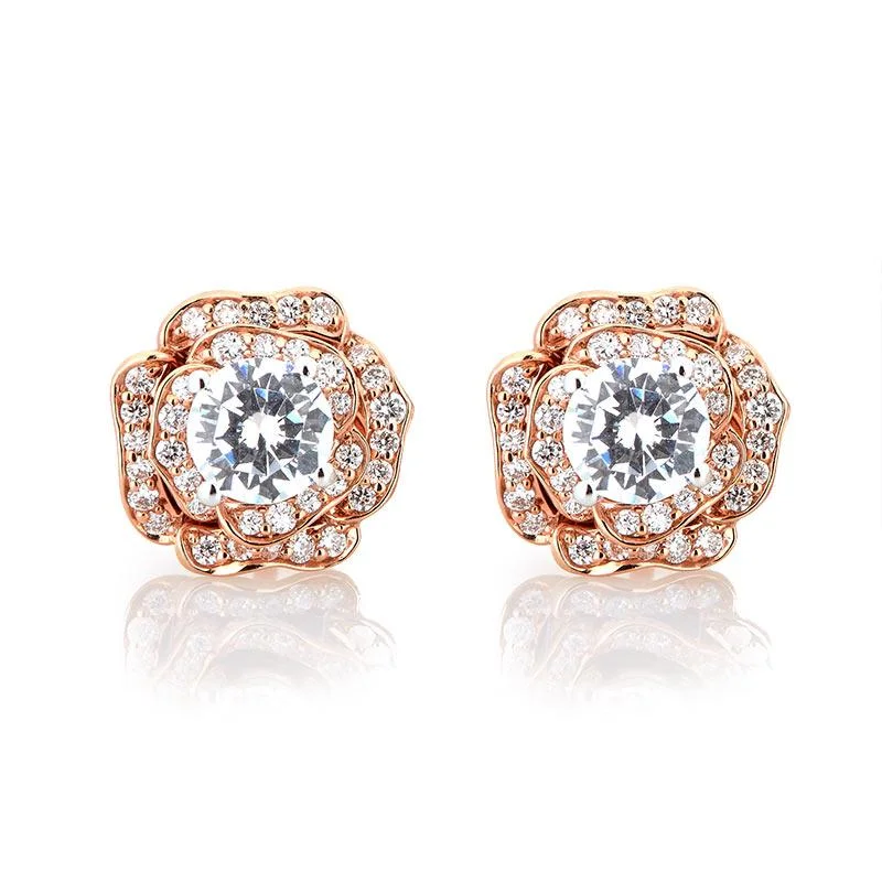 ROSE INSPIRED DIAMOND STUD EARRINGS