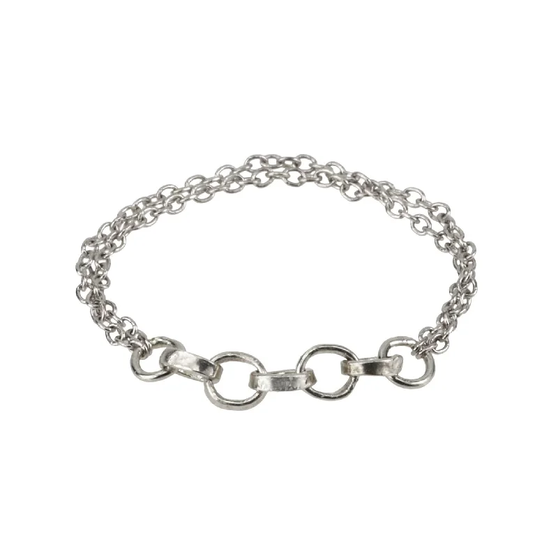 "Delia" Sterling Silver Flexible Chain and Link Ring