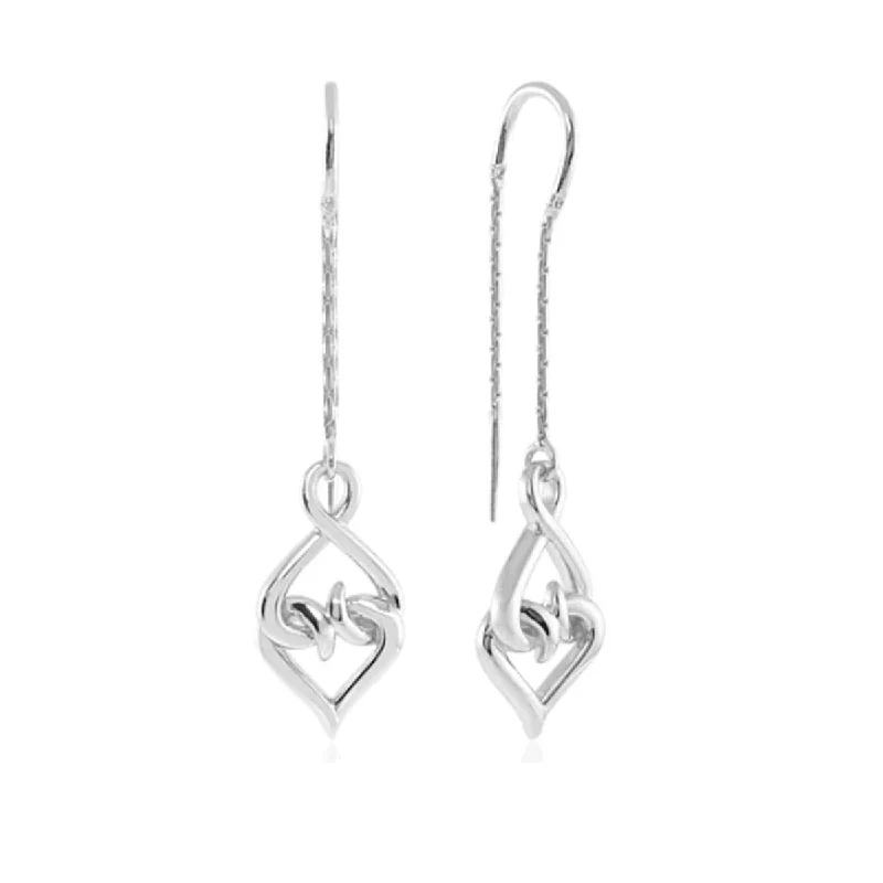 STERLING SILVER INTERLOCKED HEART DROP EARRINGS