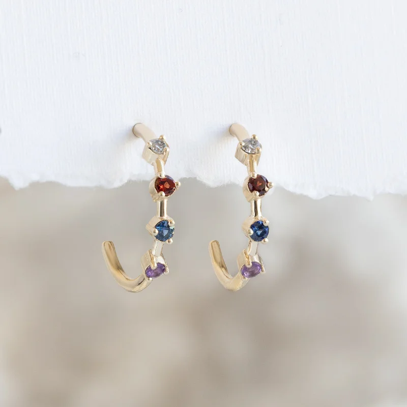 small diamond cross pendant The Custom Multi-Birthstone Hoops | 4 Stones
