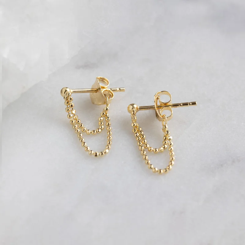 handcrafted gemstone drop earrings The Diamond-Cut Chain Earrings | 14K Yellow Gold