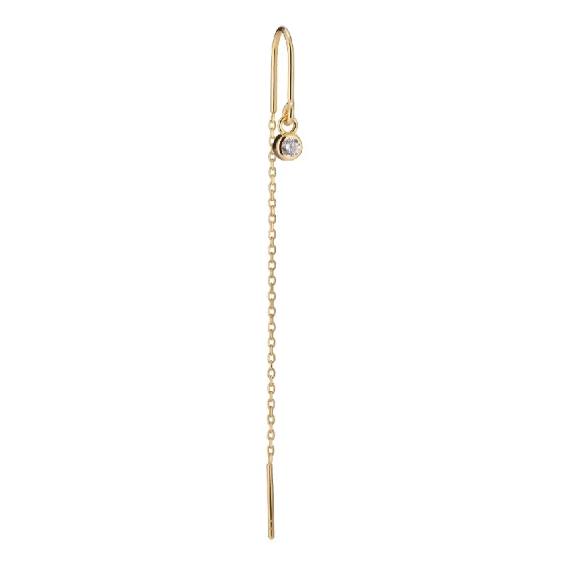 Crystal Hook 18K Gold Plated Earring w. White Zirconia