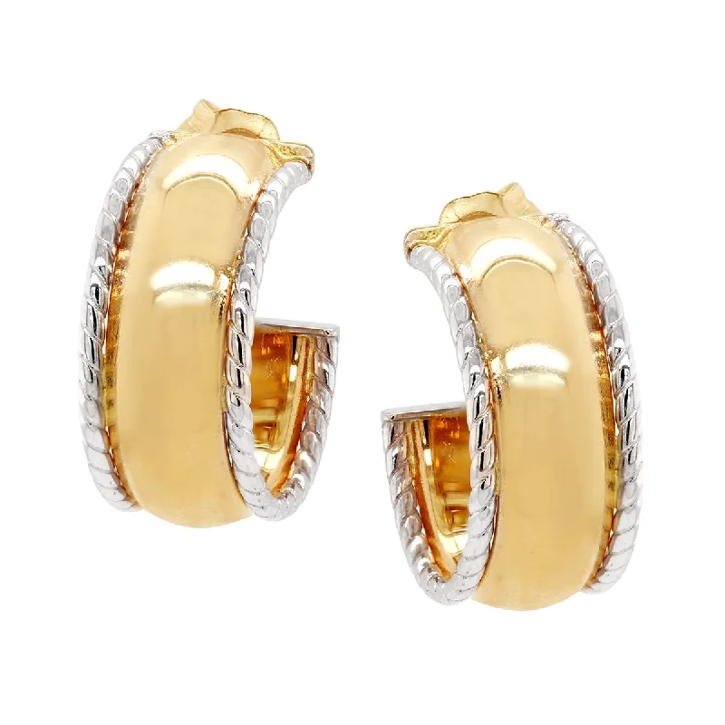 TWO-TONE GOLD WIDE HOOP EARRINGS