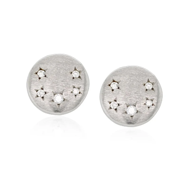 WHITE GOLD STUD STAR EARRINGS WITH DIAMONDS, .07 CT TW