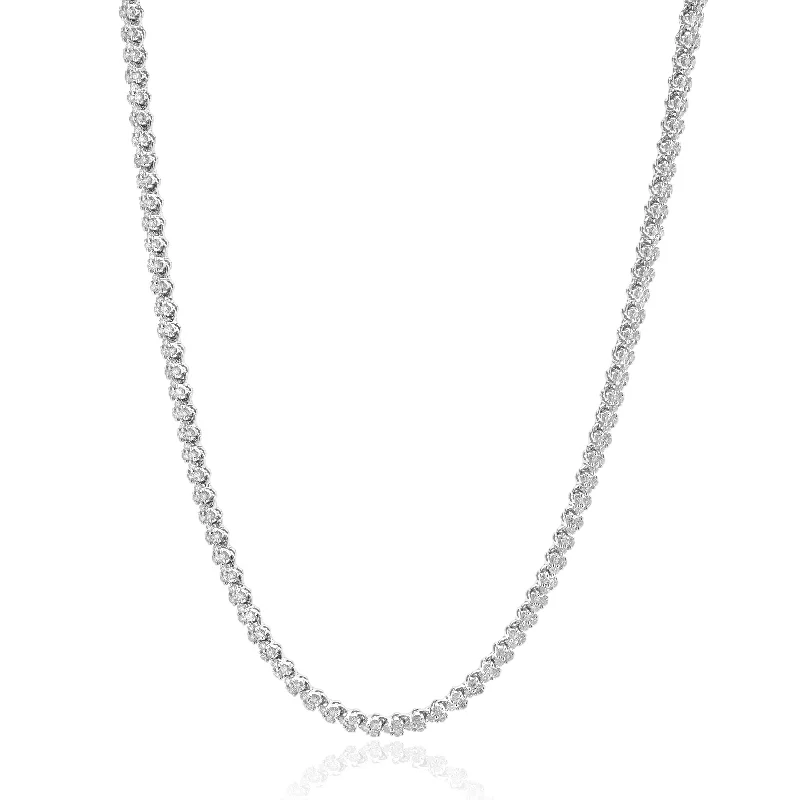 14 Karat White Gold Diamond Cluster Tennis Necklace