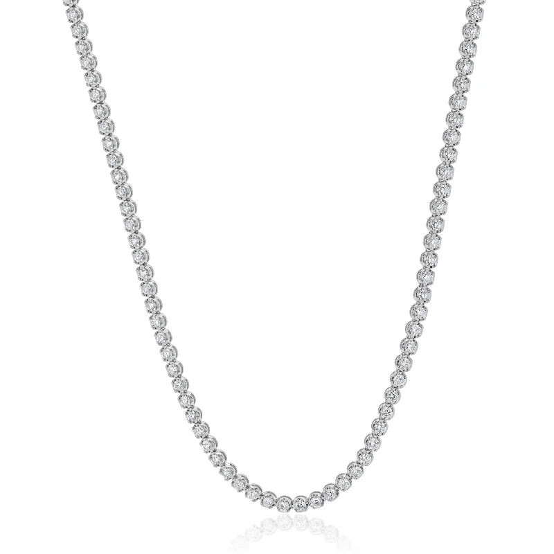 14 Karat White Gold Diamond Tennis Necklace