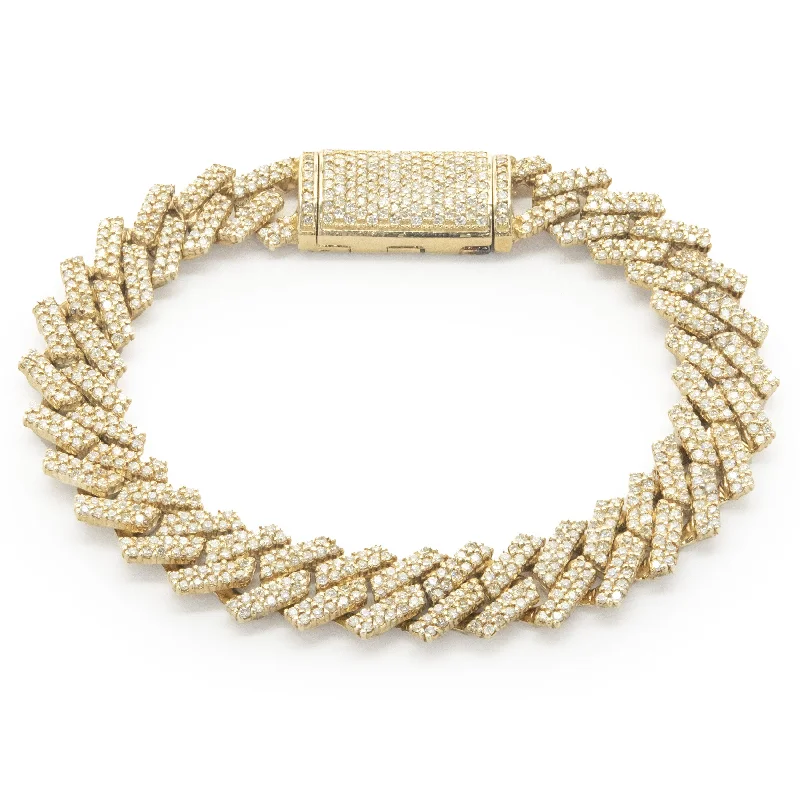 14 Karat Yellow Gold Pave Diamond Miami Cuban Link Bracelet