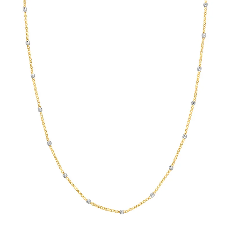 hammered silver wedding band 14k Two-Tone Disco Bead Chain Necklace