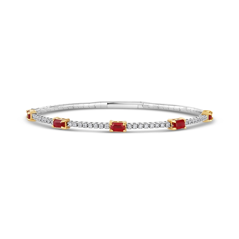 14K White and Yellow Gold Ruby and Diamond Bracelet