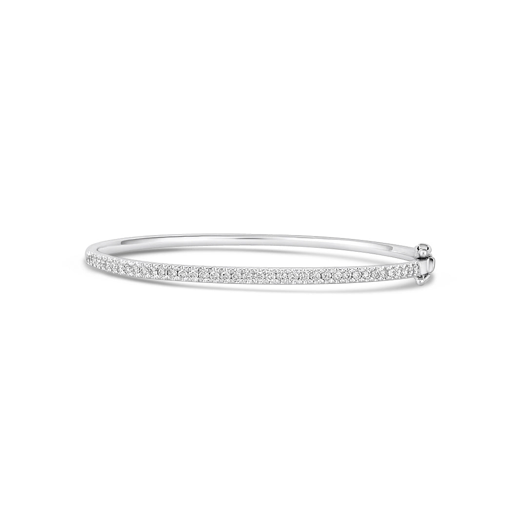 14K White Gold Diamond Clasped Bangle