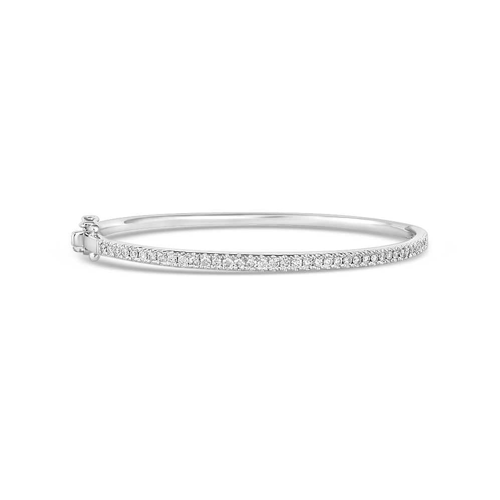 14K White Gold Diamond Clasped Bangle