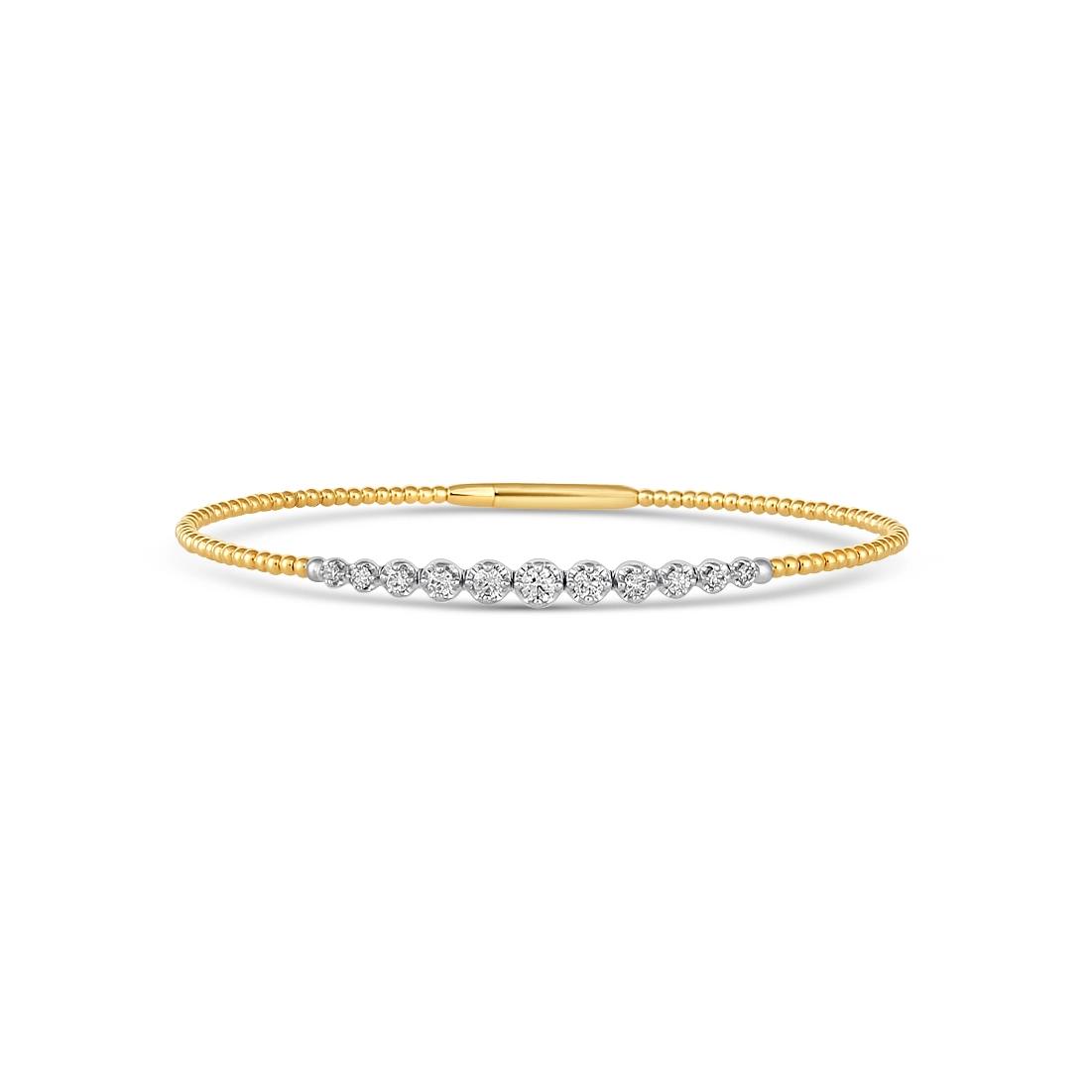 14K Yellow and White Gold Gradual Diamond Clasped Bangle