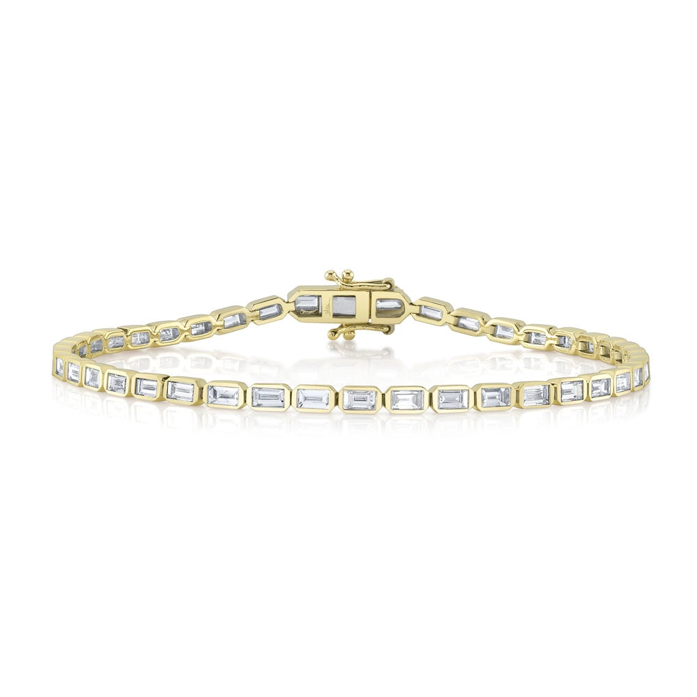 14K Yellow Gold Diamond Baguette Tennis Bracelet