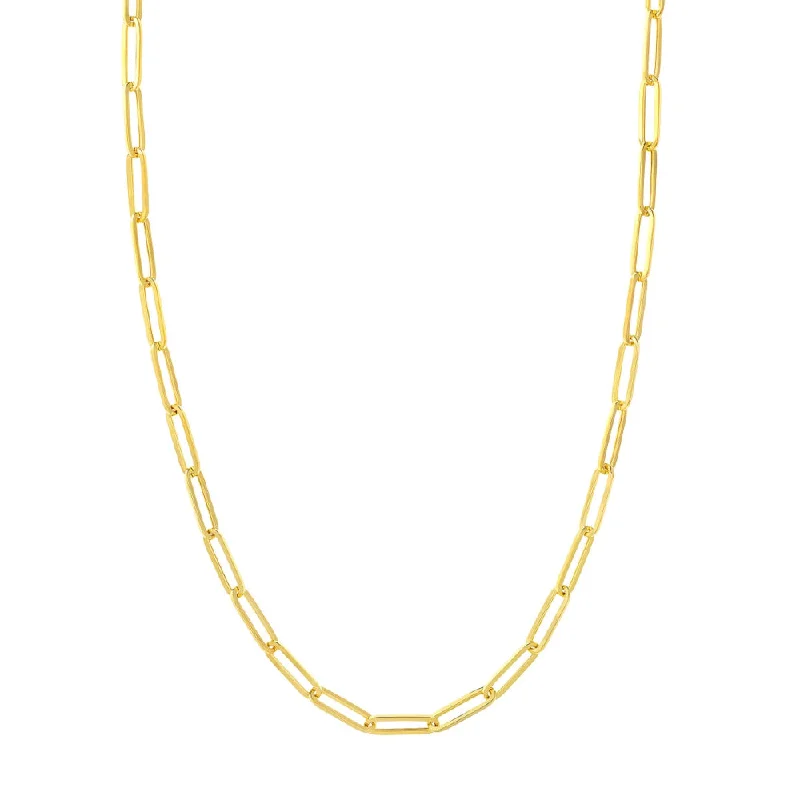 solid gold disc charm bracelet 14k Yellow Gold Paper Clip Chain Necklace, 18"