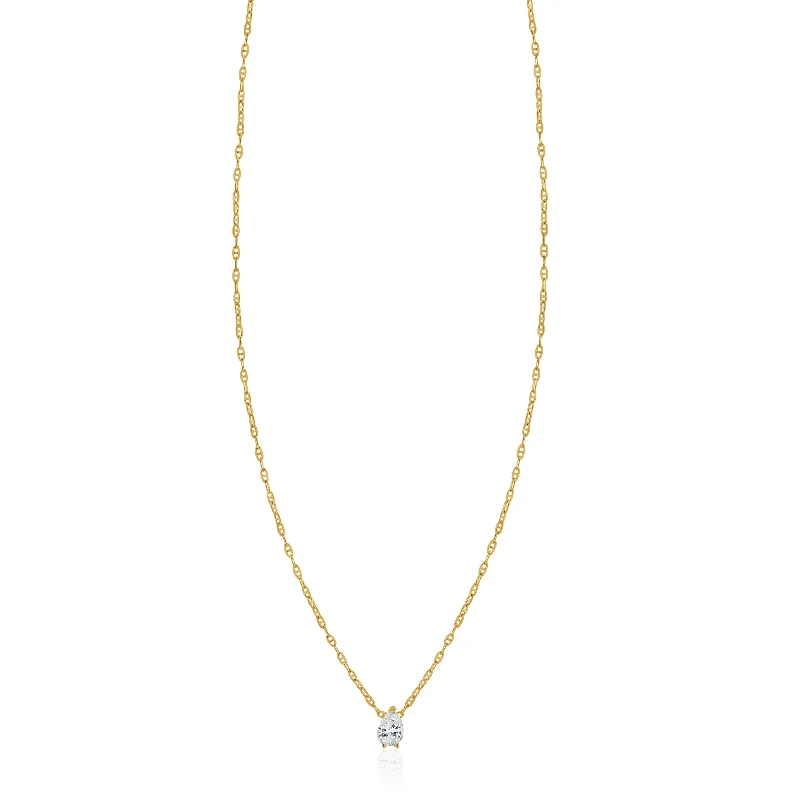 14k Yellow Gold Pear Diamond Necklace