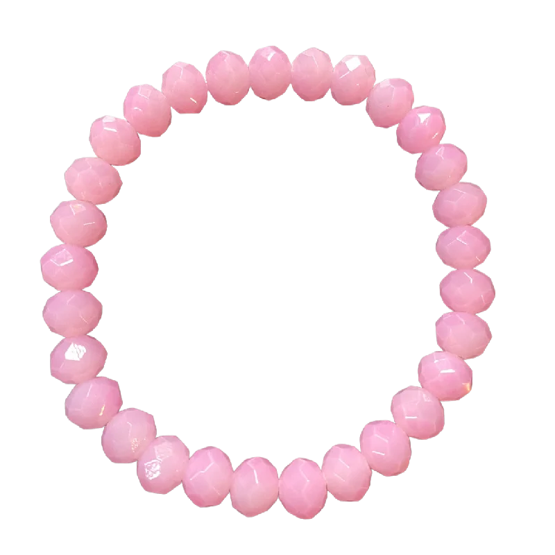 luxury diamond anniversary band Rose Faceted Rondelle 8mm Bracelet