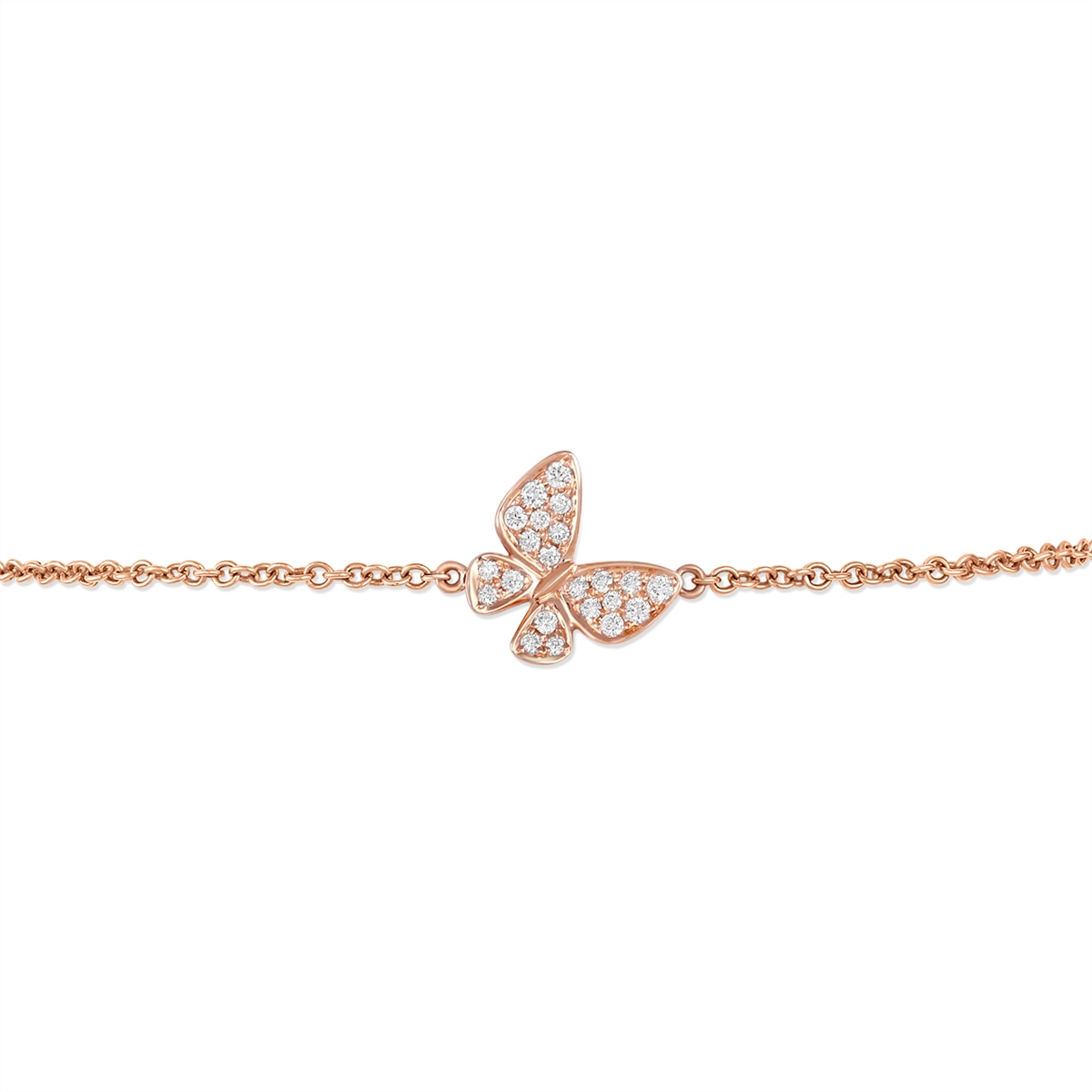 18K Rose Gold Diamond Butterfly Adjustable Bracelet