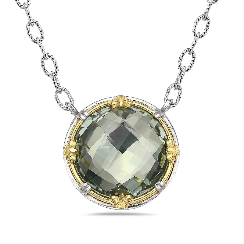 custom engraved infinity necklace AT 816AT-GA GREEN AMETHYST TWO TONE NECKLACE