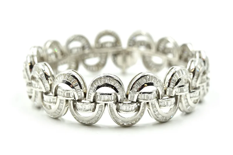 Baguette Diamond 15.00 Carats Bracelet 18k White Gold