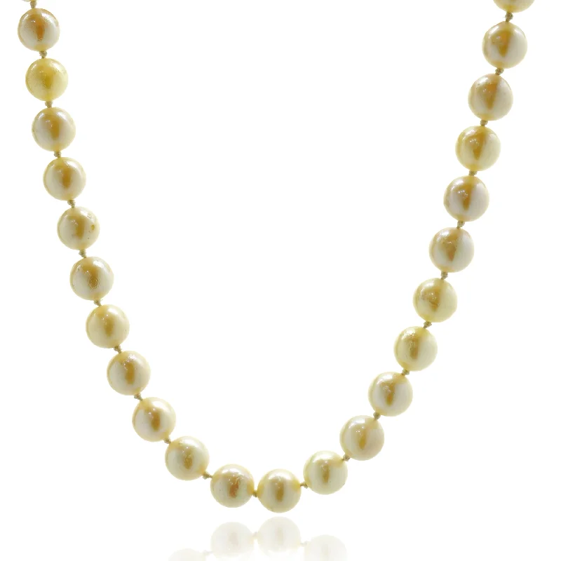 Cream 7MM Pearl Necklace with Sterling Silver Clasp