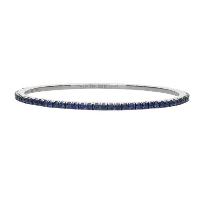 Extensible 18K White Gold Blue Sapphire Stretch Bracelet