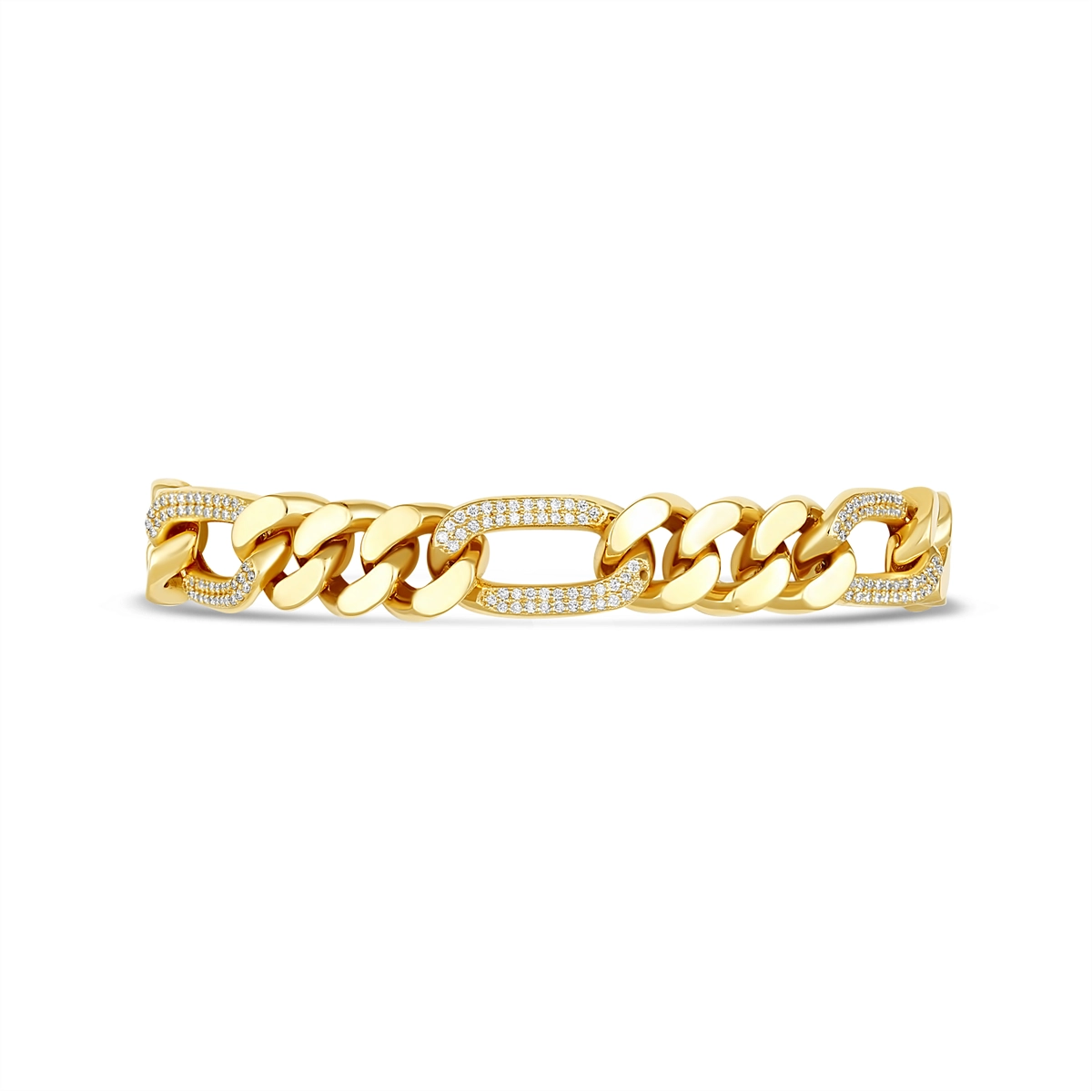 Gents 18K Yellow Gold Diamond Cuban Link Bracelet