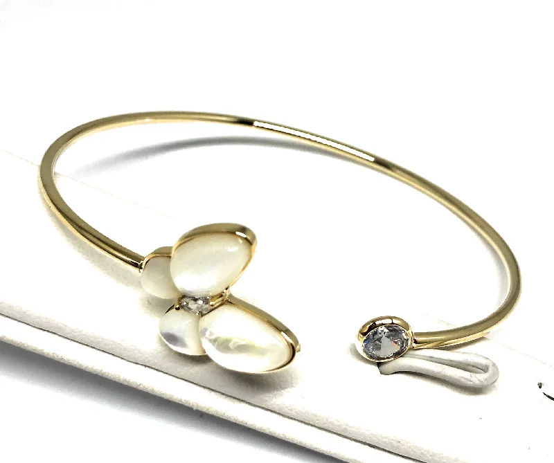 Gold Plated Butterfly CZ Adjustable Bangle Bracelet