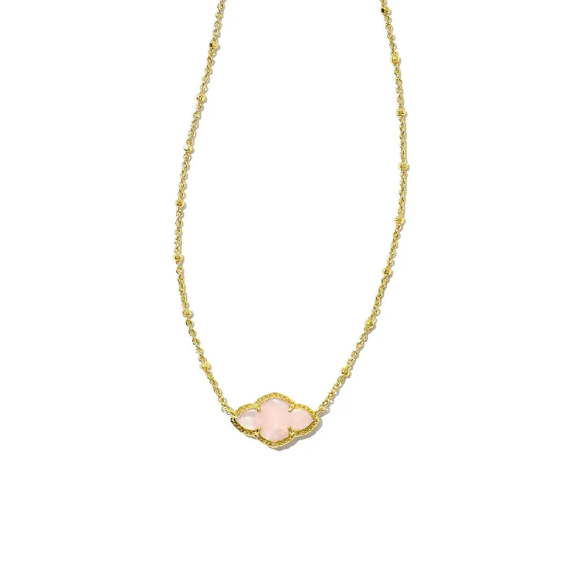 Kendra Scott Abbie Gold Pendant Necklace in Rose Quartz