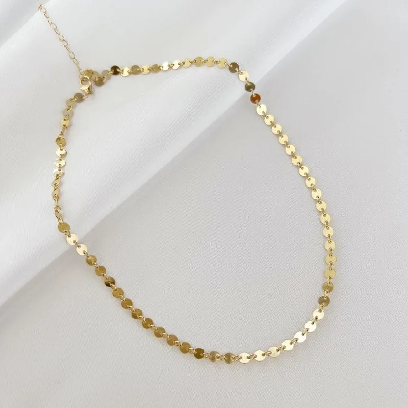 Luxe Sequin Disc Chain Necklace Gold Filled