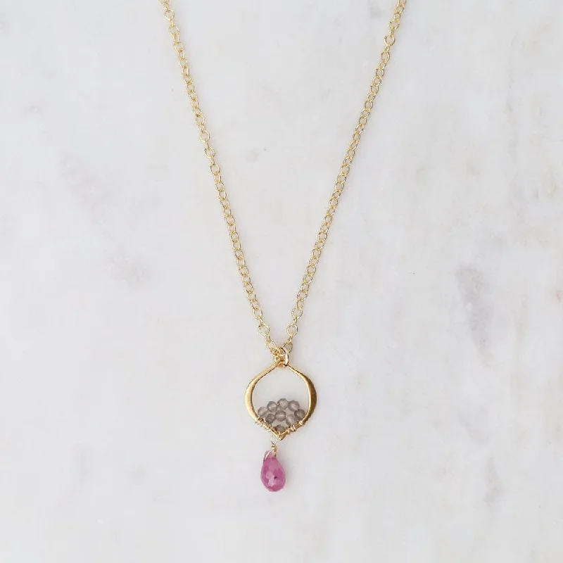 Pink Sapphire Tiny Arabrsque Necklace