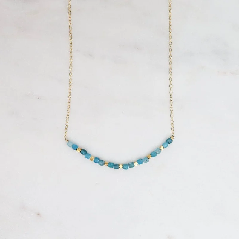 Blue Agate & 18k Gold Vermeil Cubes Arc Necklace