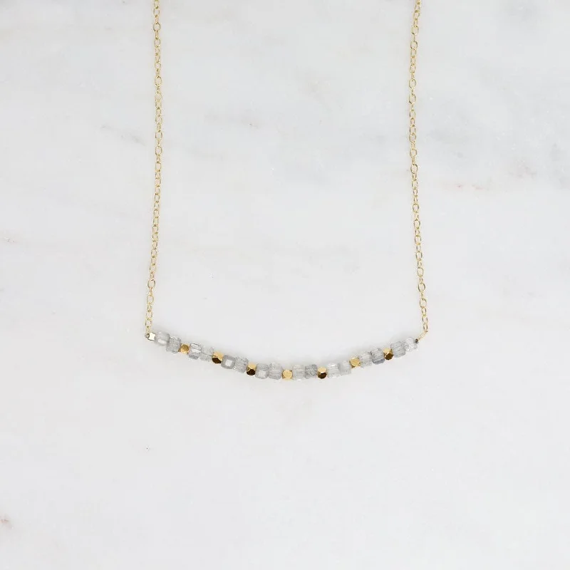 Labradorite & 18k Gold Vermeil Cubes Arc Necklace