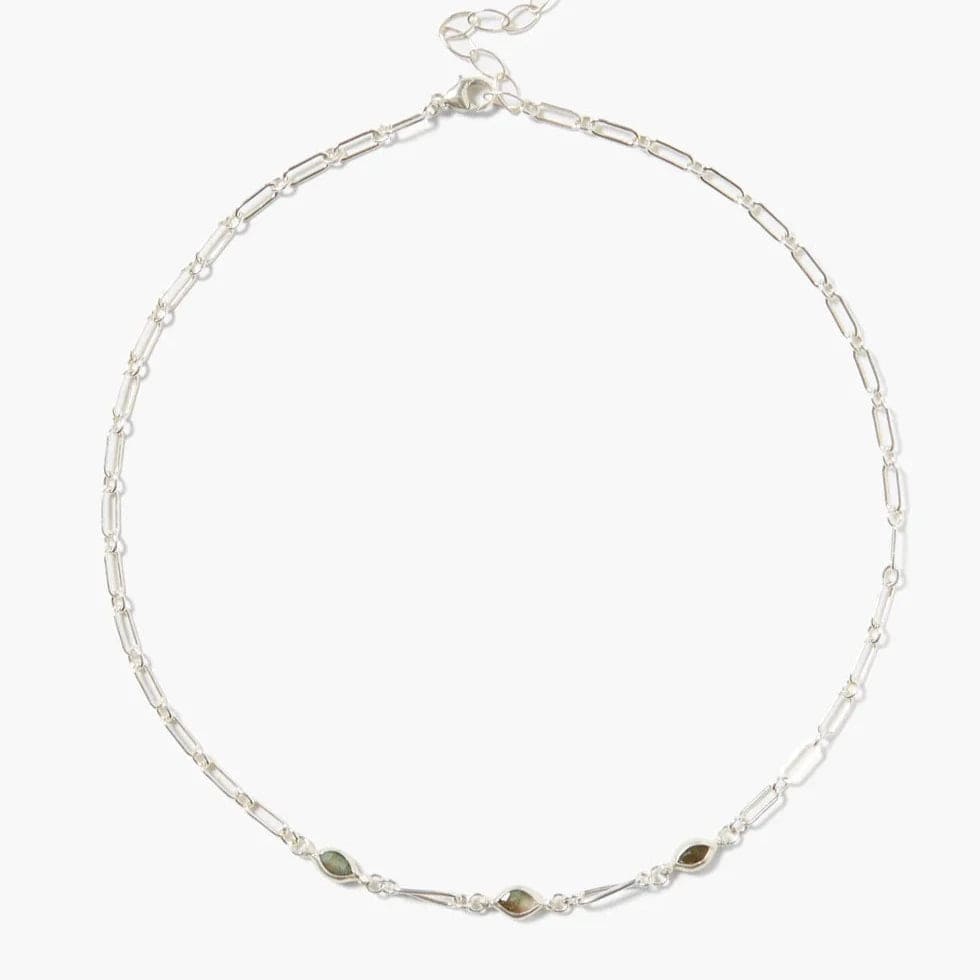 gold daisy stud earrings Lydia Necklace Silver Labradorite