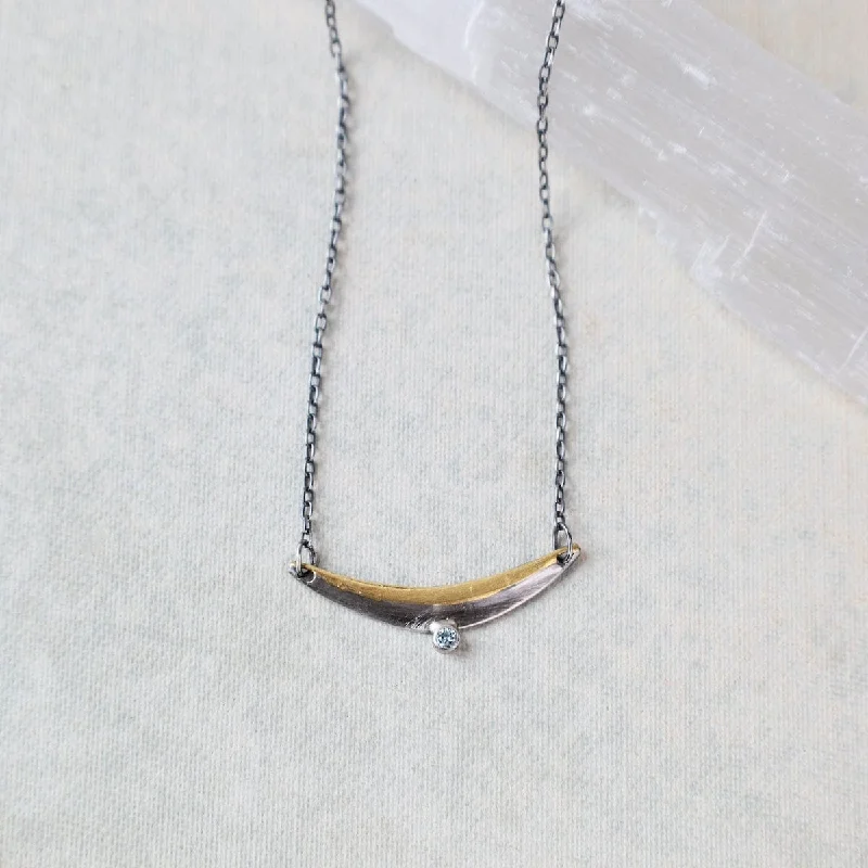 Blue Zircon Petite Ridge Necklace