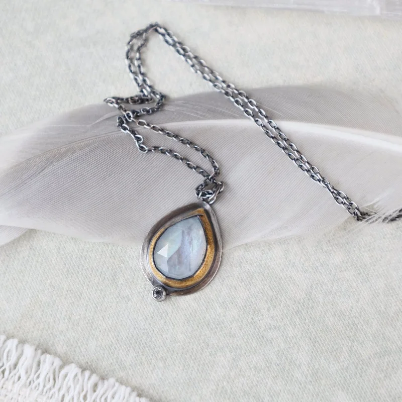 Moonstone Teardrop Rim Necklace