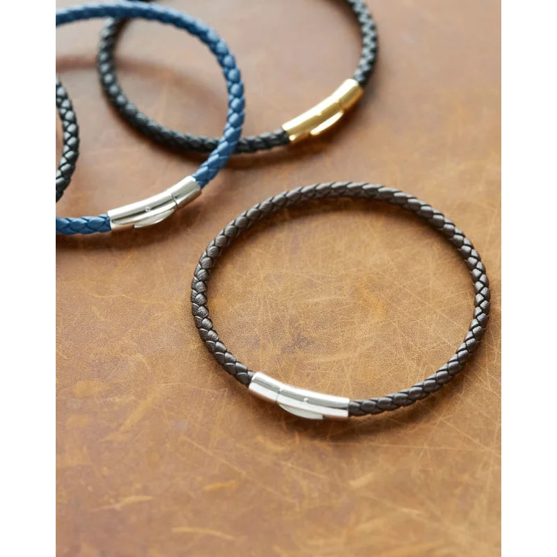 gold engagement ring vintage Scott Bros. Evans Oxidized Sterling Silver Corded Bracelet In Blue Leather