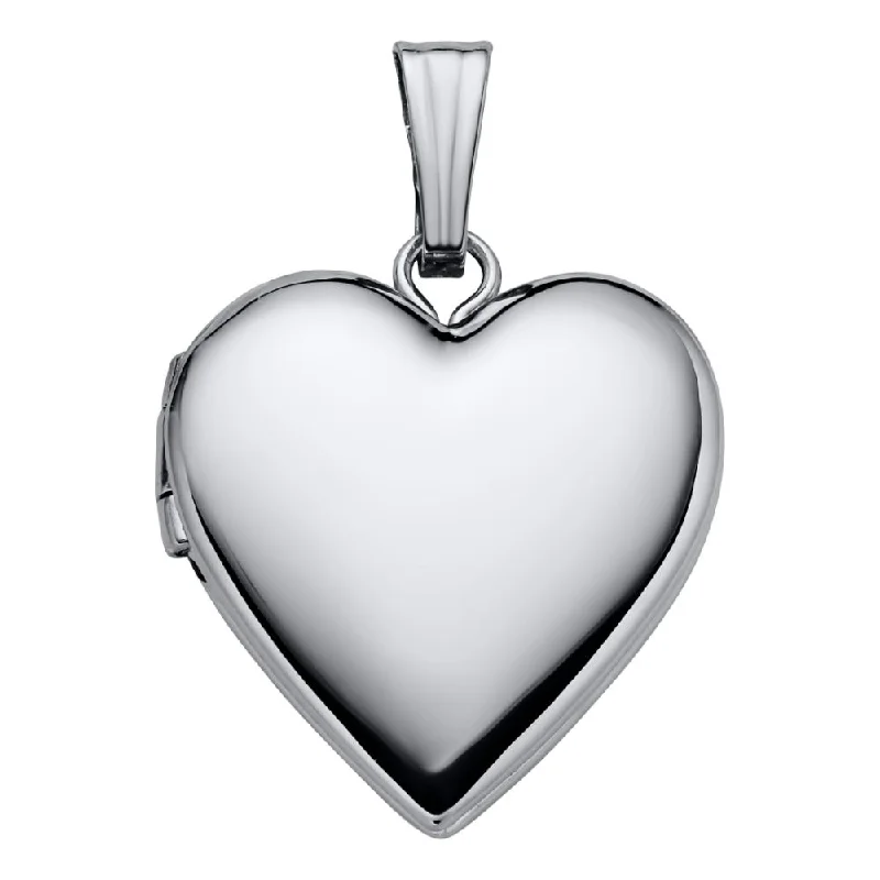 Sterling Silver Heart Plain Locket Necklace 18"