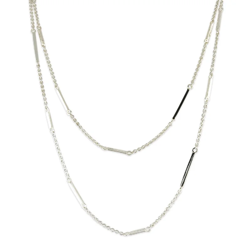 silver lotus flower earrings ZN A296/36 LONG STATION NECKLACE