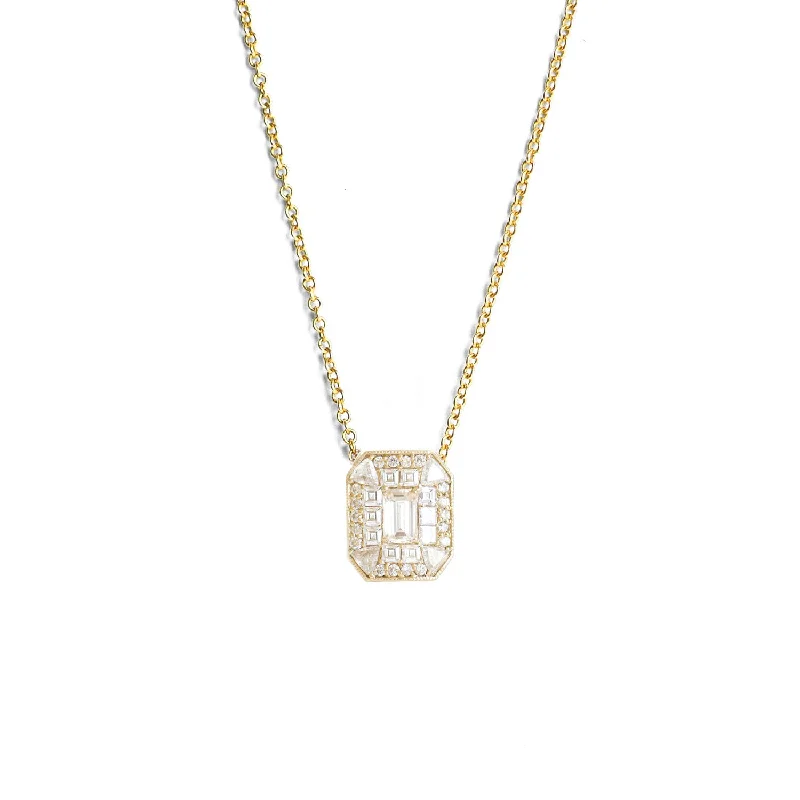 sterling silver dragonfly pendant Emerald Cut Diamond Mosaic Pendant