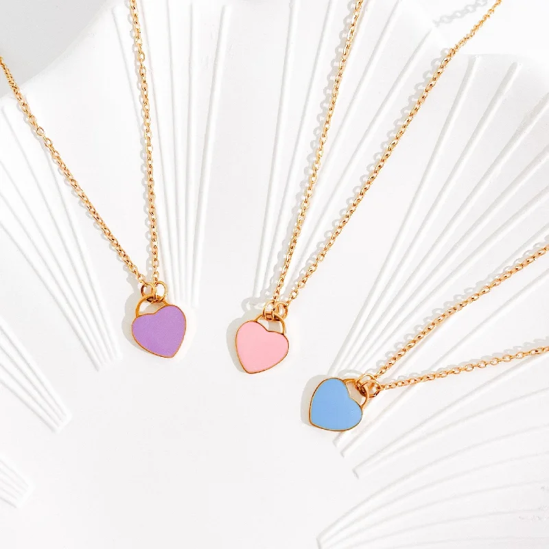 boho pearl charm bracelet Enamel Heart Necklaces in Gold (Not A Set)