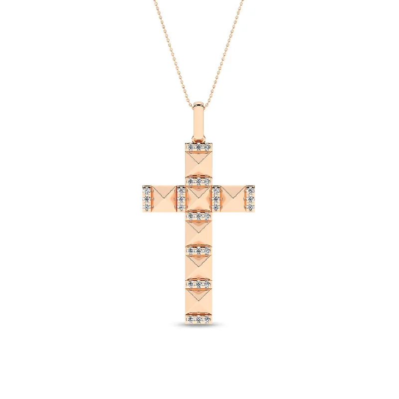 handcrafted silver cross pendant Pyramid Cross Pendant Necklace