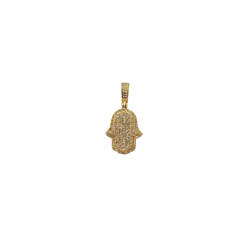 waterproof beach anklet stainless steel Diamond Iced-Out Hamsa Hand Pendant (14K)