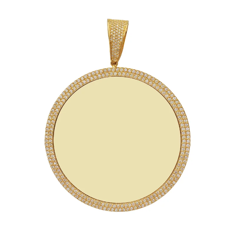 unique moon phase ring Diamond Large Round Picture Medallion Pendant (14K)