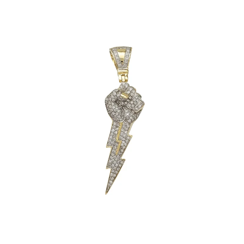 handmade raw stone engagement ring Diamond Lightning Fist Pendant (10K)