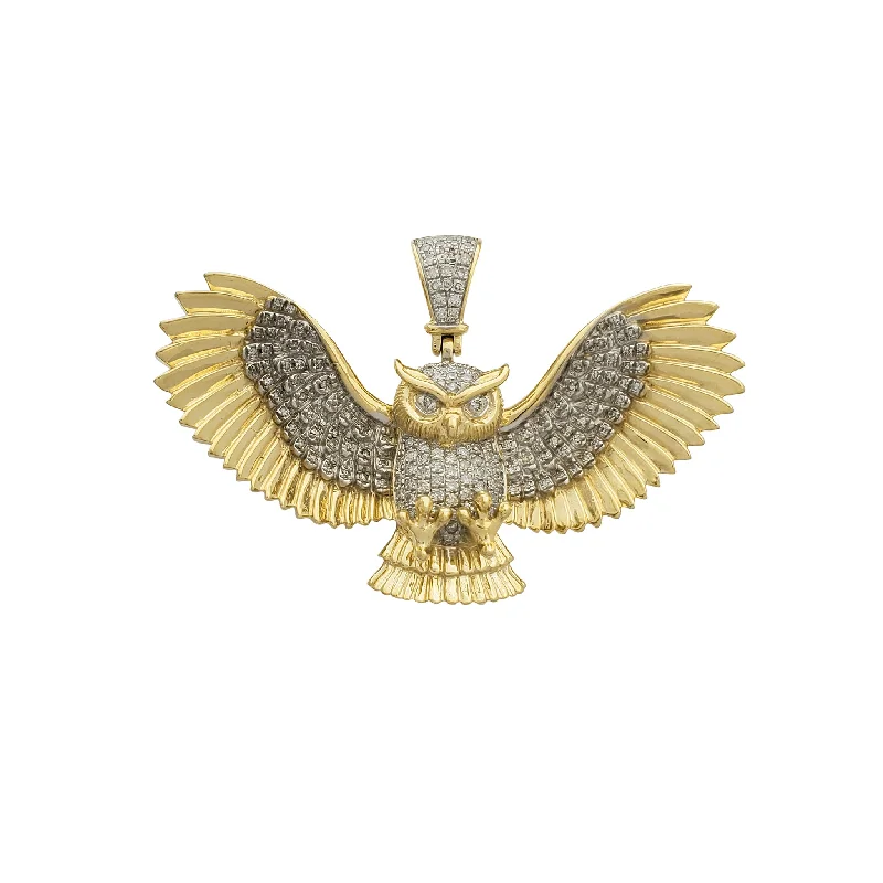 celestial sunburst necklace gold Diamond Owl Pendant (14K)