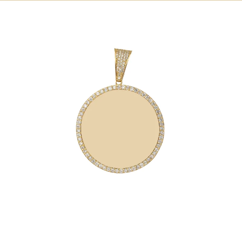 gothic claw ring men’s silver Diamond Round Picture Medallion Pendant (14K)