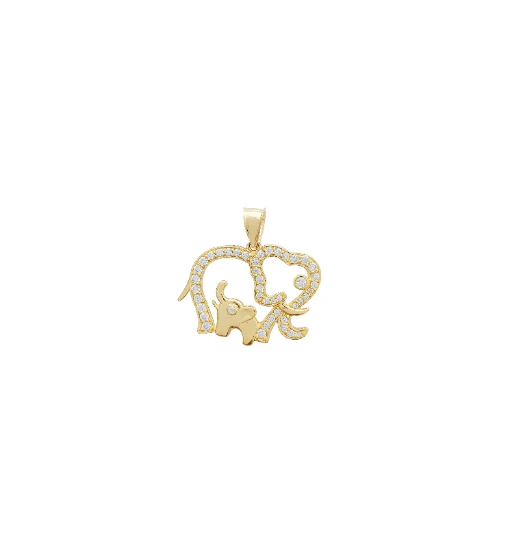statement gold cuff earrings Elephant Pendant (14K)
