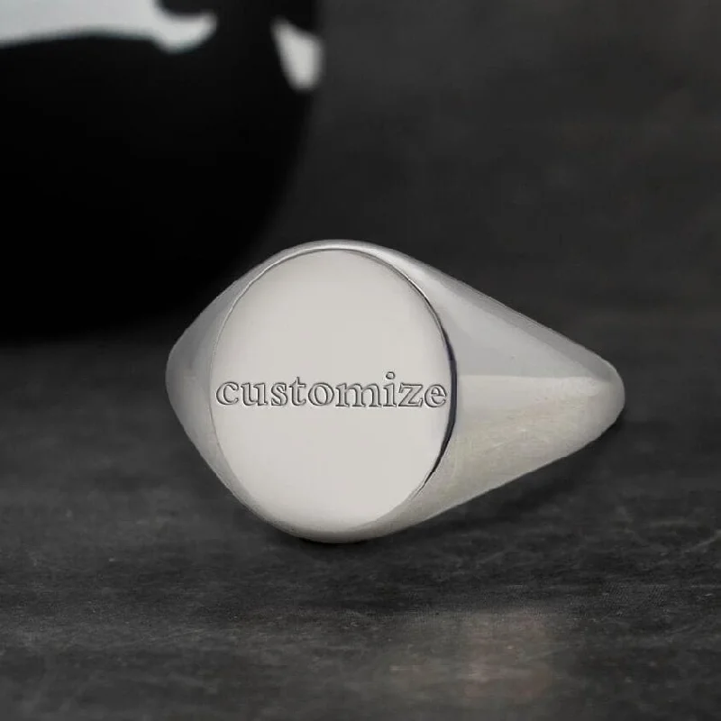 personalized gold bar necklace Personalized Sterling Silver Polished Round Ring