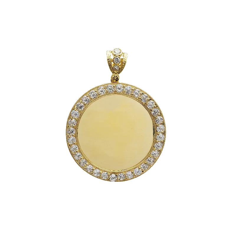 wedding anniversary diamond ring Round CZ Picture Pendant (14K)